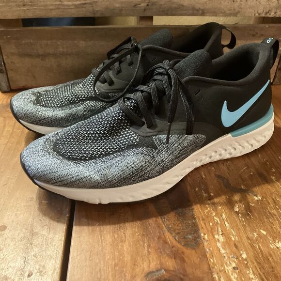 Nike Odyssey React 2 Flyknit Running Shoes Black Blue AH1015-002 Men’s Size 10.5 - Picture 2 of 7